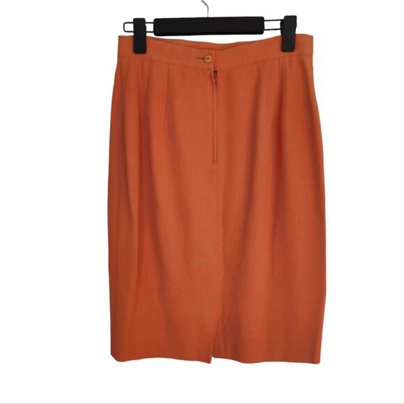Vintage Byblos Italian Burnt Orange Tailored Open Front '80s Skirt Suit Set 44/8 - Picture 4 of 15
